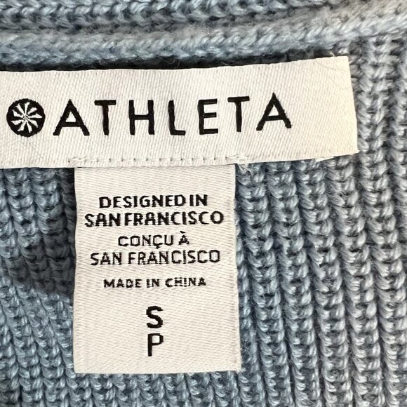 ATHLETA Women’s Hanover Merino Wool Blend V-Neck Knit Sweater Blue Small Winter - Picture 4 of 10